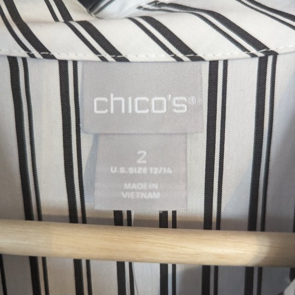NWT Chicos Double Stripe Poplin Dolman Top Size 2  = Size 12/14 Large - Picture 3 of 5